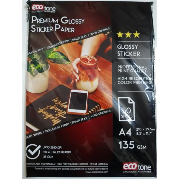 Ecotone Glossy Sticker Paper A4 135g [RS][1Pack]