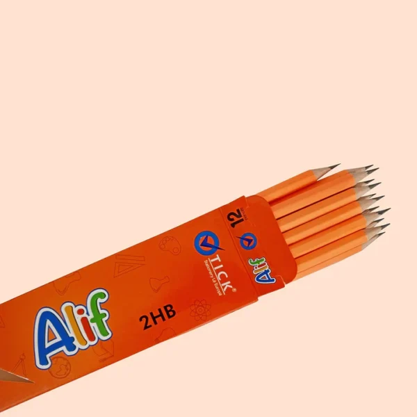 Tick ALIF Orange Hexagonal Eraser tip Pencil 12 PCS Pack (COB)